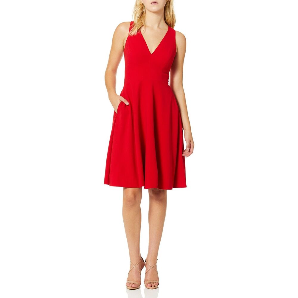 Solid Fit & Flare Midi Dress, SIZE XL, 6D-172D001